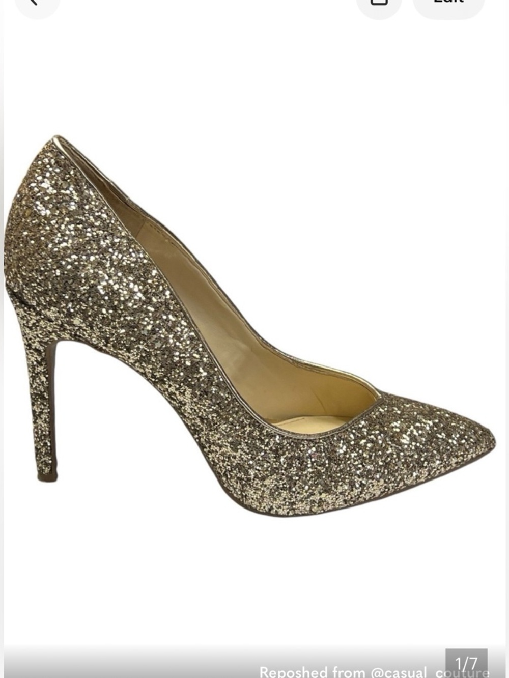 Jessica Simpson Gold Glitter Pointed-Toe Stiletto Pumps